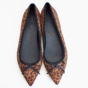 AEROSOLES Leopard Fab Suede Brown Black Dumas Pointy-Toe Flats NWOT Size 12